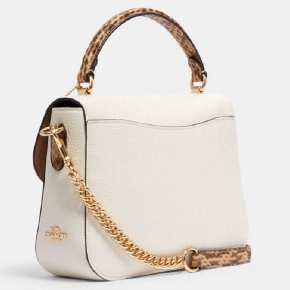 COACH EUC Ivory Satchel with Gold Chain - Picture 2 of 6